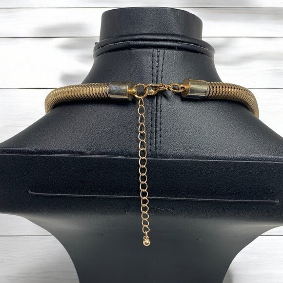 Chunky Rope Chain Gold Tone Necklace Silver Tone Caps & Lobster Clasp 19"L+3" - Picture 3 of 5